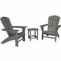 Polywood Nautical Slate Grey Patio Set with Curveback Adirondack Chairs and South Beach Table 633PWS4191GY